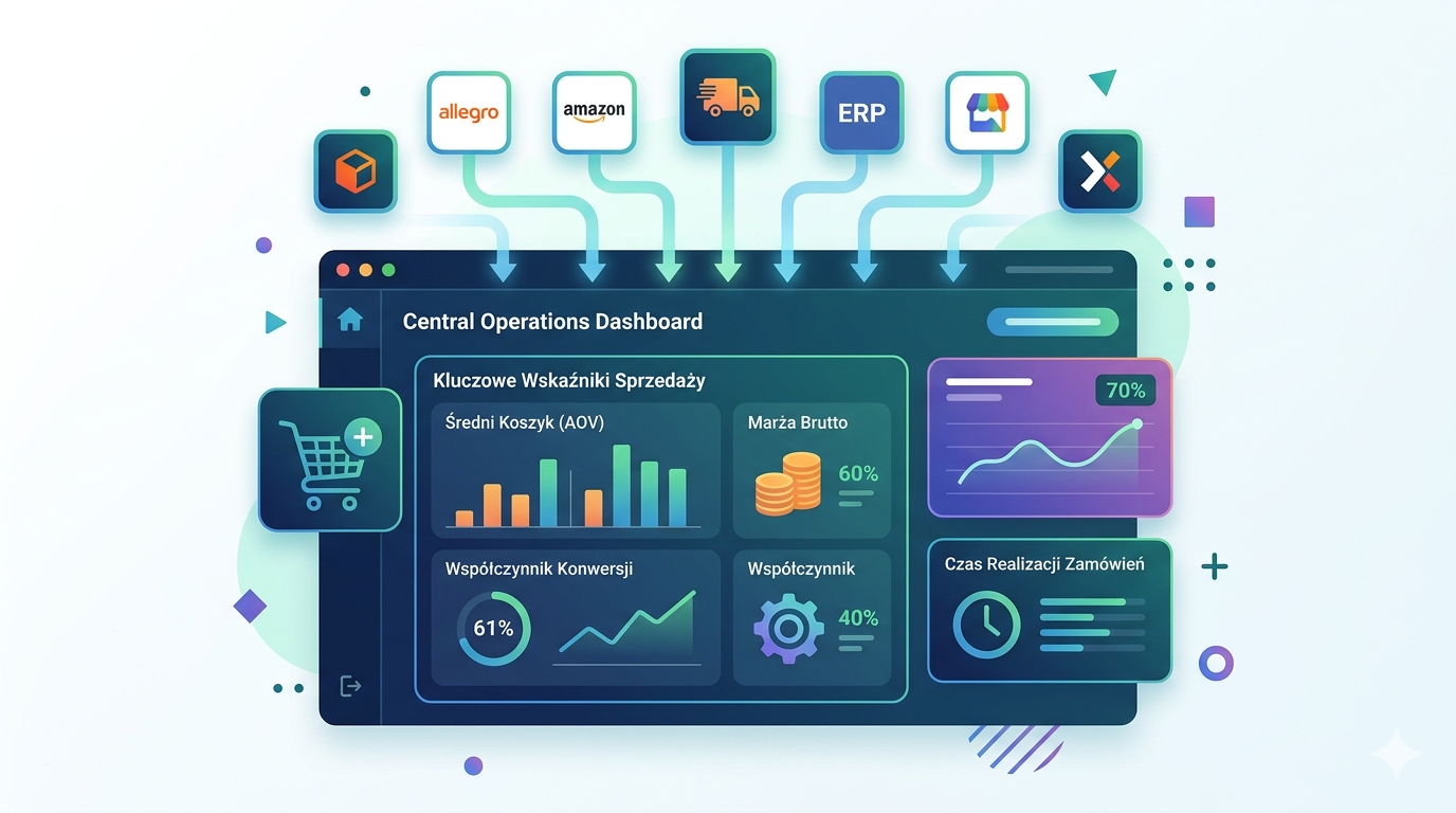 Raportowanie sprzedaży e-commerce - dashboard z kluczowymi wskaźnikami