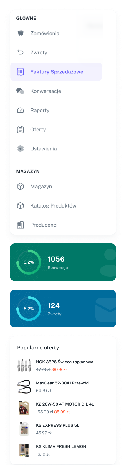 retailhub dashboard - zamówienia
